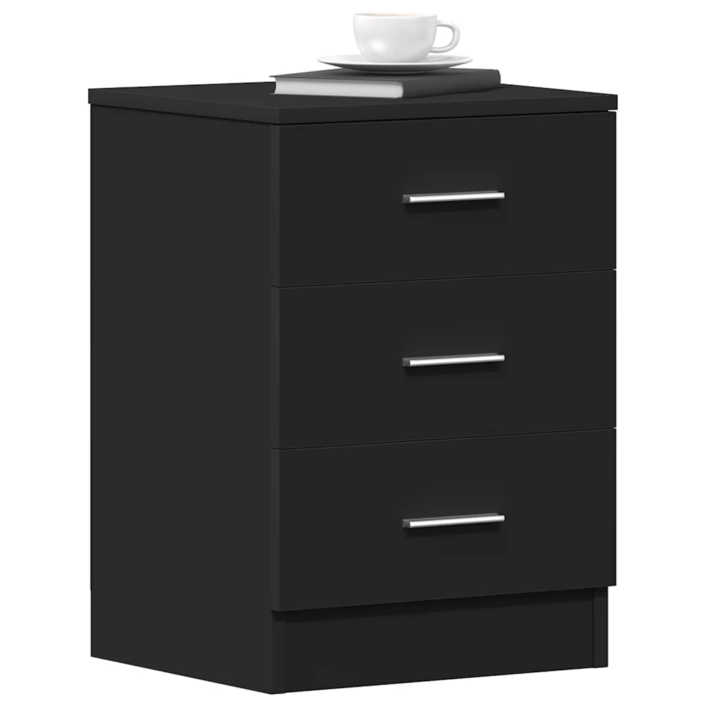 Bedside Cabinet Black 38x35x56 cm Engineered Wood