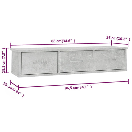 Wall-Mounted Drawer Shelf 88X26X18.5 Cm Engineered Wood