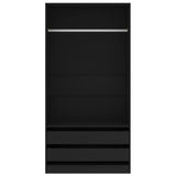 Wardrobe Black 100x50x200 cm Engineered Wood