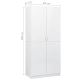 Wardrobe High Gloss White 80x52x180 cm Engineered Wood