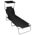 Folding Sun Lounger With Canopy Aluminium
