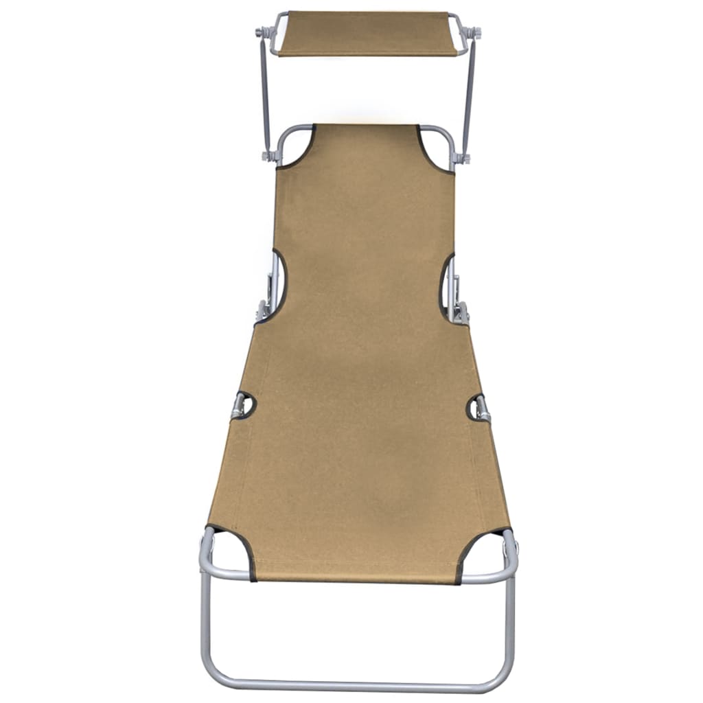 Folding Sun Lounger With Canopy Aluminium