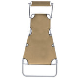 Folding Sun Lounger With Canopy Aluminium