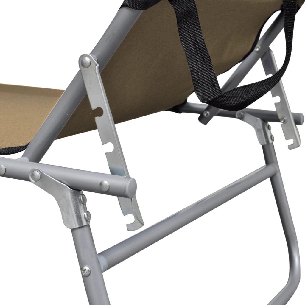 Folding Sun Lounger With Canopy Aluminium