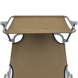 Folding Sun Lounger With Canopy Aluminium