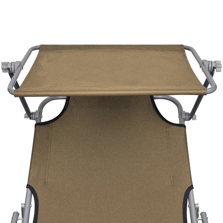 Folding Sun Lounger With Canopy Aluminium