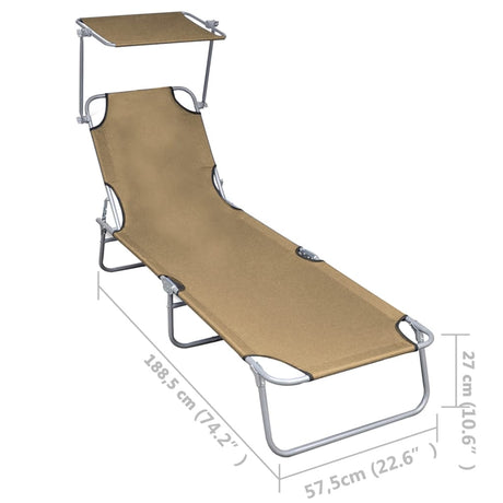 Folding Sun Lounger With Canopy Aluminium
