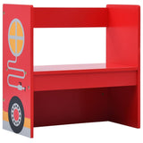 3 Piece Kids Chair Table Set Fire Truck Design Wood