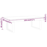 Coffee Table And Black 120X60X40 Cm Mdf And Iron