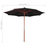 Garden Parasol With Wooden Pole 300X258 Cm