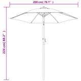 Garden Parasol Sand White 200x224 cm Aluminium