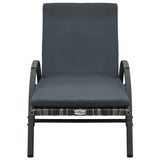 Sun Lounger With Cushion & Wheels Poly Rattan