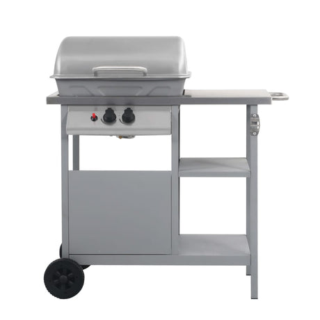 Gas Bbq Grill With 3-Layer Side Table Black And