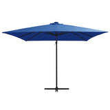 Cantilever Garden Parasol with LED lights and Steel Pole 250x250 cm Azure Blue