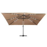 Cantilever Garden Parasol with LED Lights and Aluminium Pole 400x300 cm Taupe