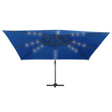 Cantilever Garden Parasol with LED Lights and Aluminium Pole 400x300 cm Azure blue