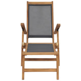 Deck Chair With Footrest Solid Teak Wood Black