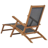 Deck Chair With Footrest Solid Teak Wood Black