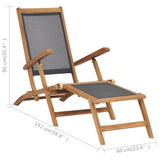 Deck Chair With Footrest Solid Teak Wood Black