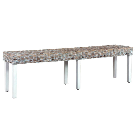 Bench 160 Cm Natural Kubu Rattan And Solid Mango Wood