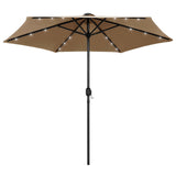 Garden Parasol with LED Lights and Aluminium Pole 270 cm Taupe