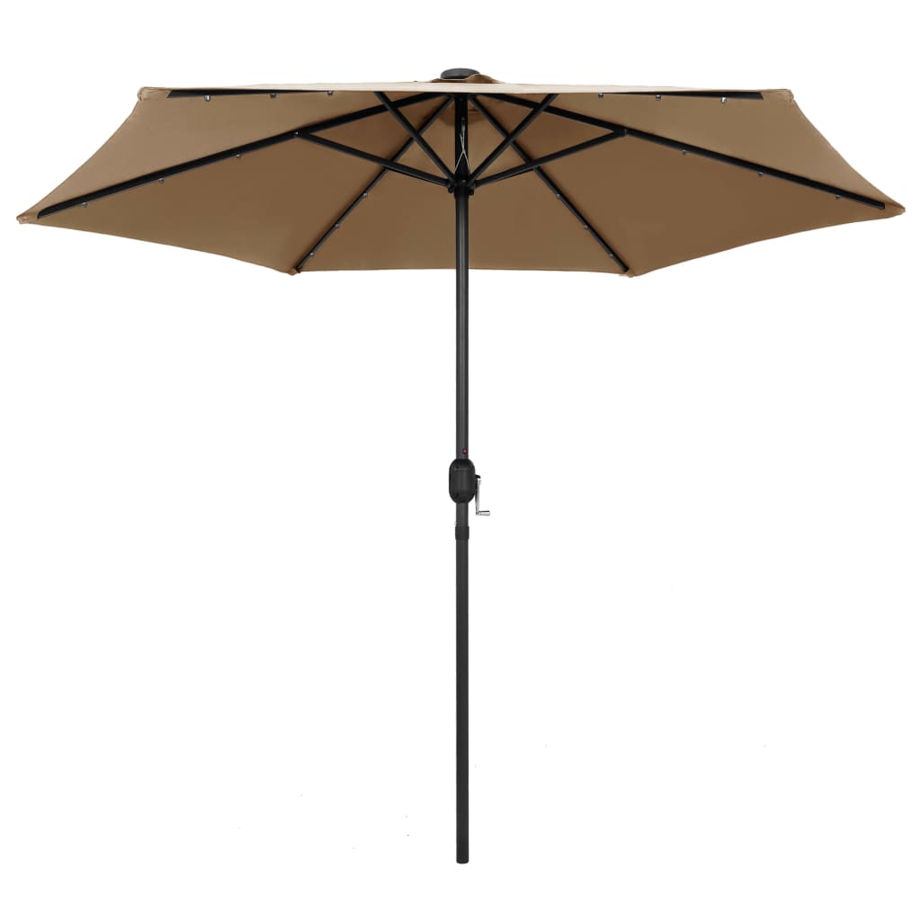 Garden Parasol with LED Lights and Aluminium Pole 270 cm Taupe