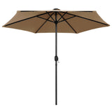 Garden Parasol with LED Lights and Aluminium Pole 270 cm Taupe