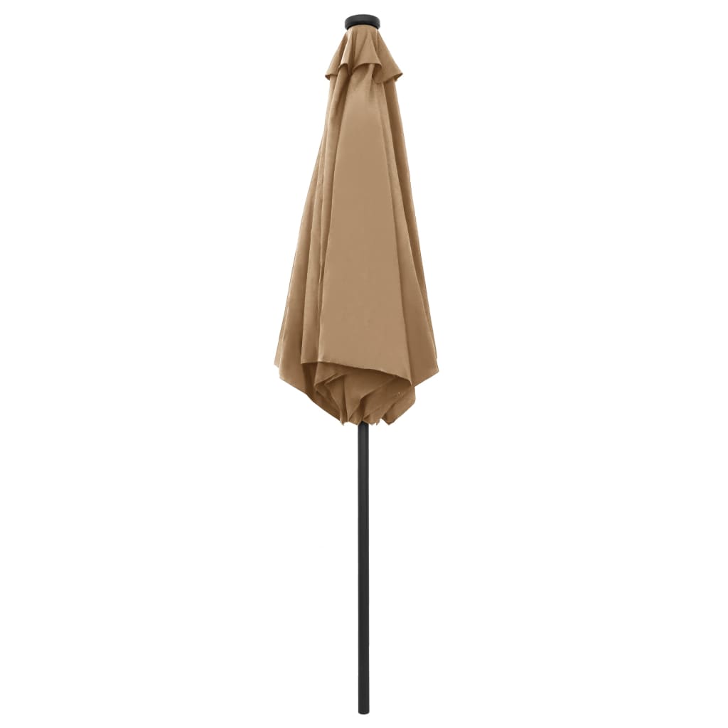 Garden Parasol with LED Lights and Aluminium Pole 270 cm Taupe