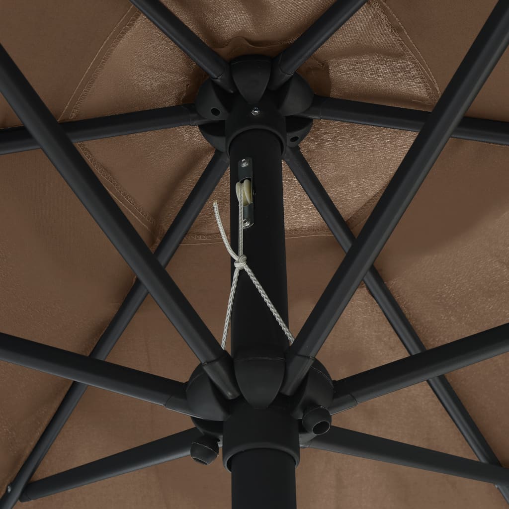 Garden Parasol with LED Lights and Aluminium Pole 270 cm Taupe