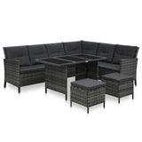 4 Piece Garden Lounge Set With Cushions Poly Rattan Grey