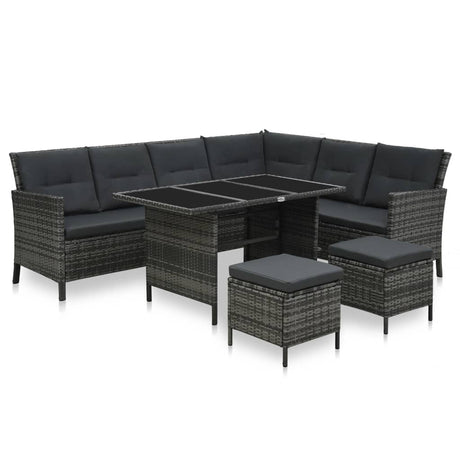 4 Piece Garden Lounge Set With Cushions Poly Rattan Grey