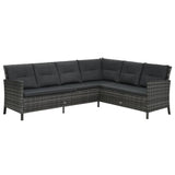 4 Piece Garden Lounge Set With Cushions Poly Rattan Grey
