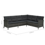 4 Piece Garden Lounge Set With Cushions Poly Rattan Grey