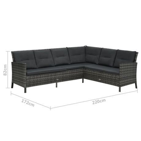 4 Piece Garden Lounge Set With Cushions Poly Rattan Grey