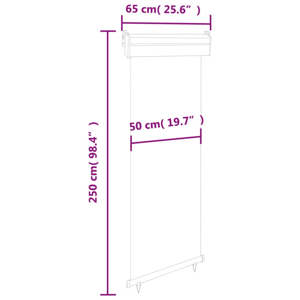 Balcony Side Awning 65x250 cm Black