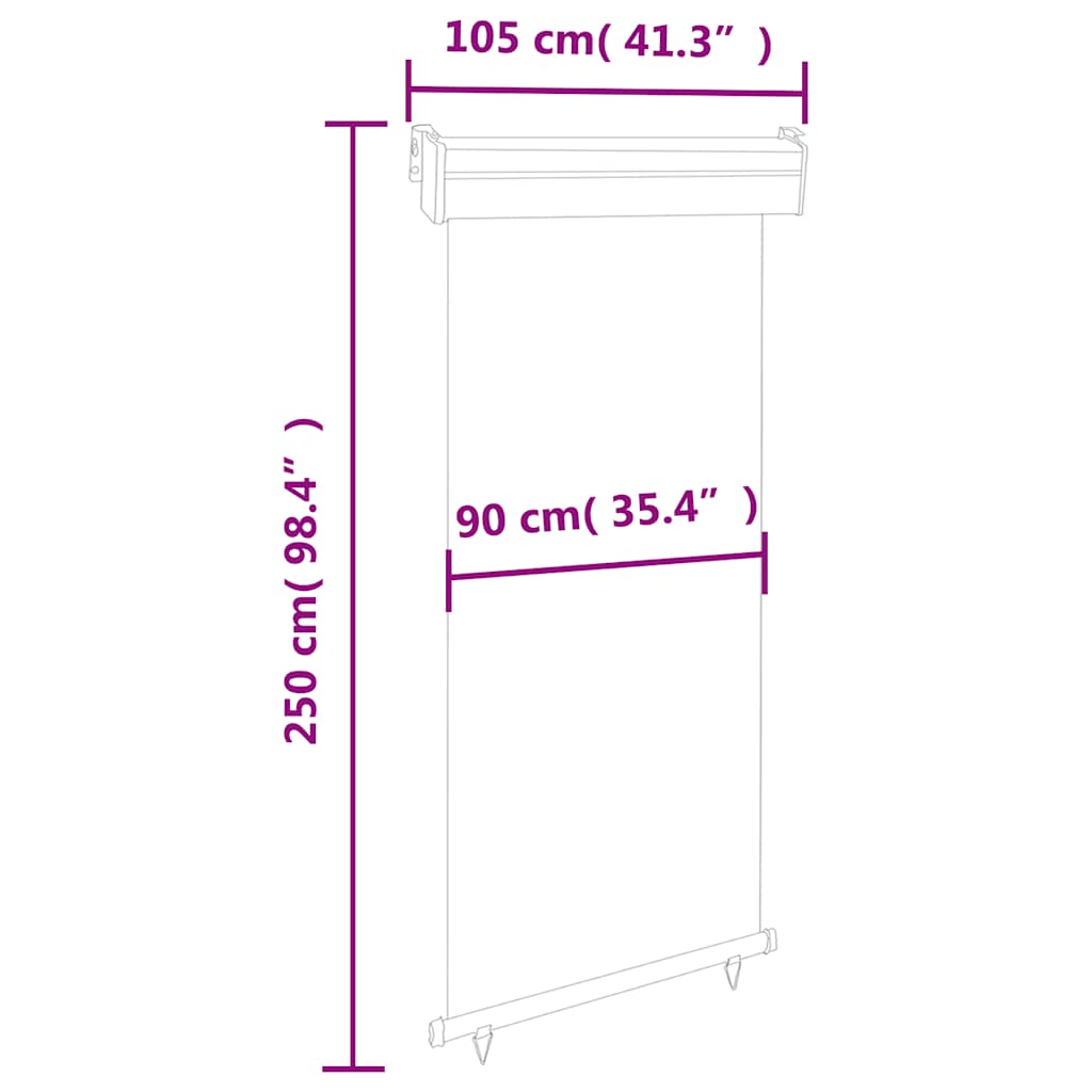 Balcony Side Awning 105x250 cm Black