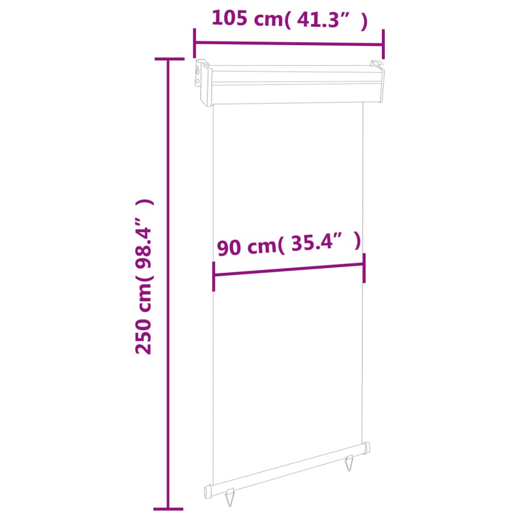 Balcony Side Awning 105x250 cm Cream