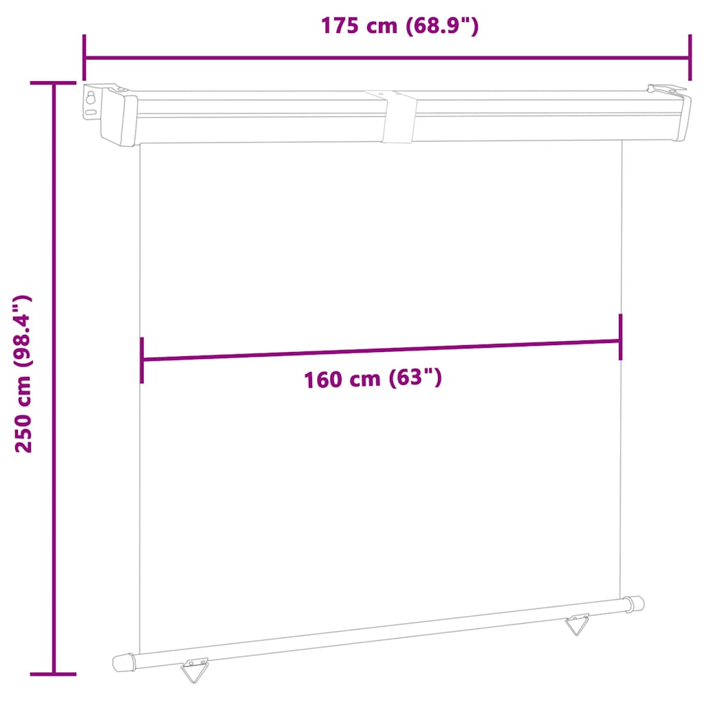 Balcony Side Awning 175x250 cm Blue