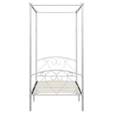 284427 vidaXL Canopy Bed Frame without Mattress White Metal 100x200 cm