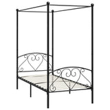 284434 vidaXL Canopy Bed Frame without Mattress Black Metal 100x200 cm