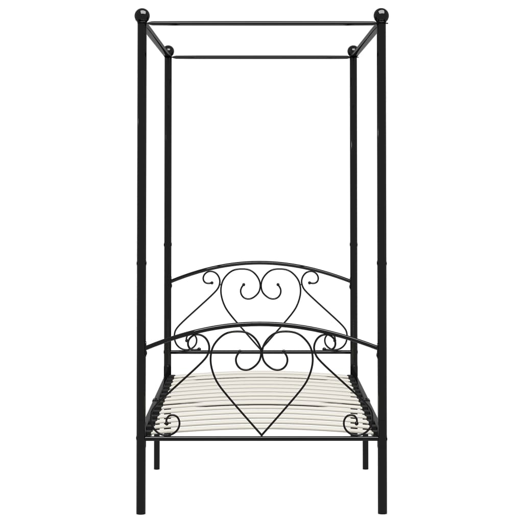 284434 vidaXL Canopy Bed Frame without Mattress Black Metal 100x200 cm