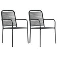 Garden Chairs 2 Pcs Cotton Rope And Steel Black