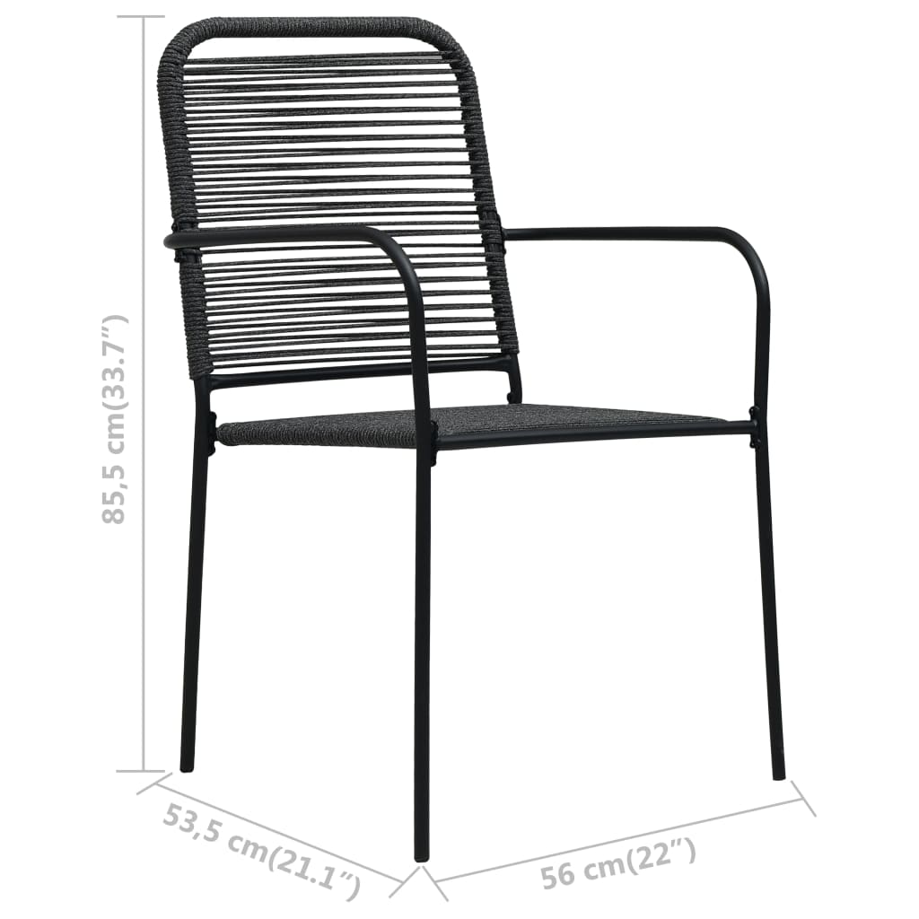 Garden Chairs 2 Pcs Cotton Rope And Steel Black