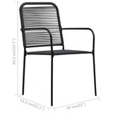 Garden Chairs 2 Pcs Cotton Rope And Steel Black