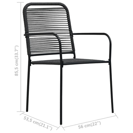 Garden Chairs 2 Pcs Cotton Rope And Steel Black