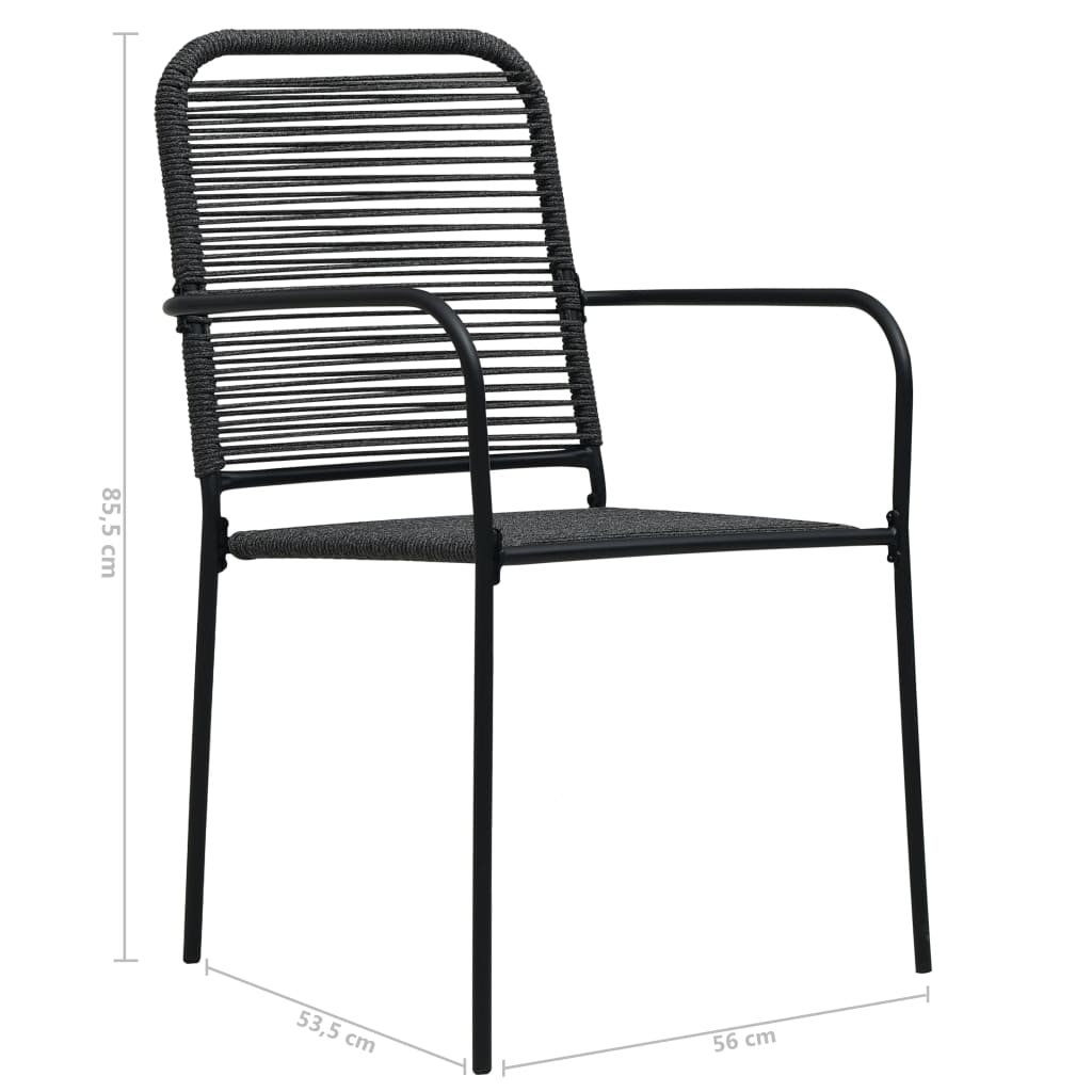 7 Piece Outdoor Dining Set Cotton Rope And Steel Black