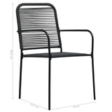 7 Piece Outdoor Dining Set Cotton Rope And Steel Black