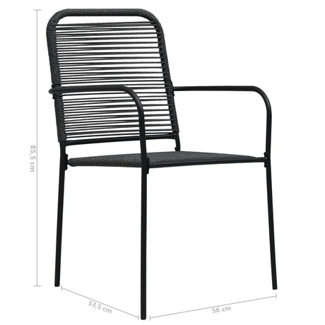 7 Piece Outdoor Dining Set Cotton Rope And Steel Black
