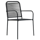 7 Piece Outdoor Dining Set Cotton Rope And Steel Black