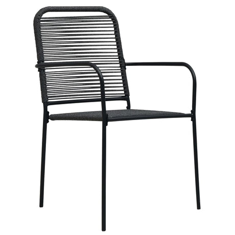 7 Piece Outdoor Dining Set Cotton Rope And Steel Black